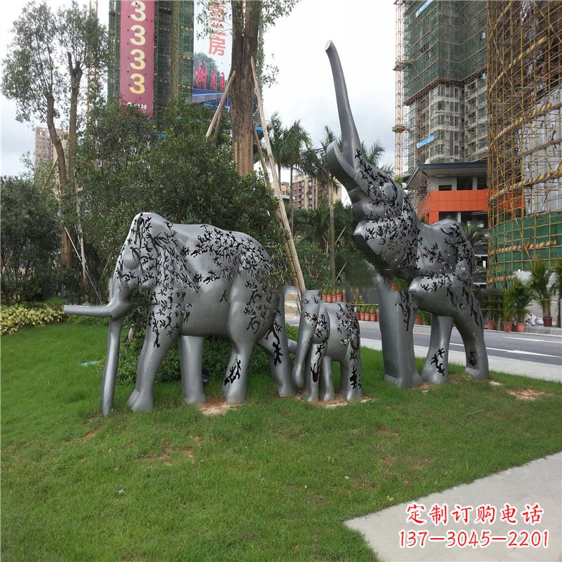 信阳不锈钢大象雕塑小区园林的精美装饰