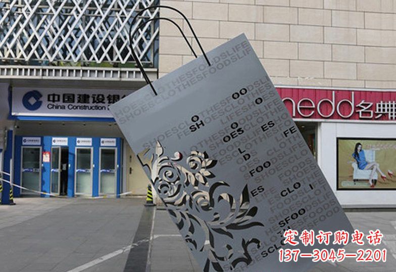 信阳不锈钢购物袋雕塑——给人以美感的艺术品