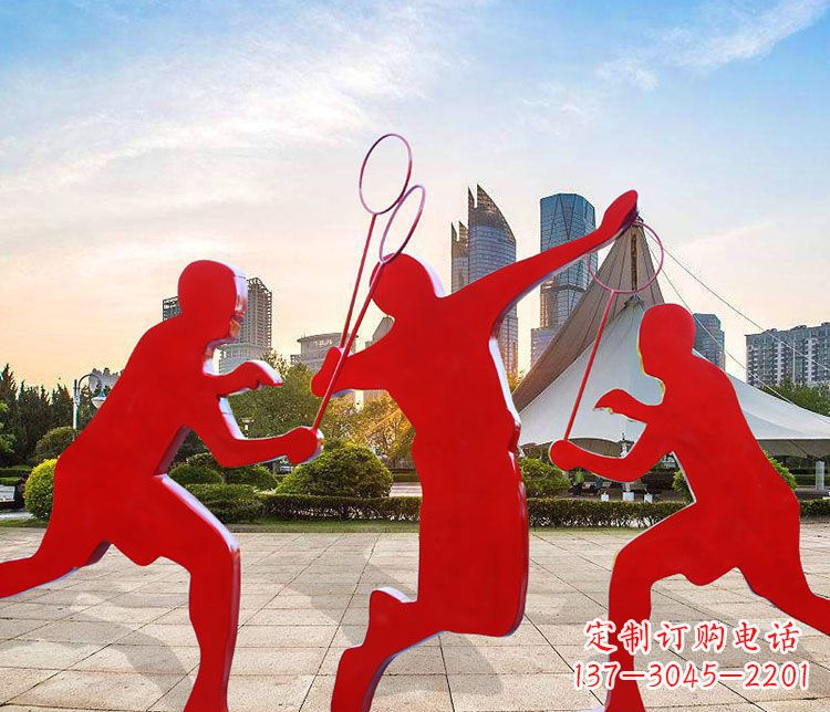 信阳羽毛球雕塑以不锈钢为原料的精美艺术品