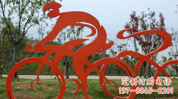 信阳不锈钢自行车雕塑捕捉运动精神
