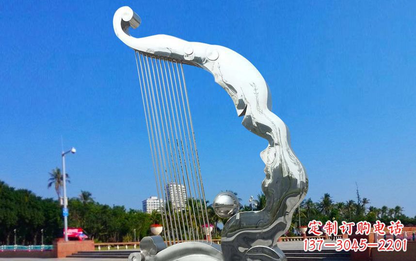 信阳不锈钢竖琴广场雕塑