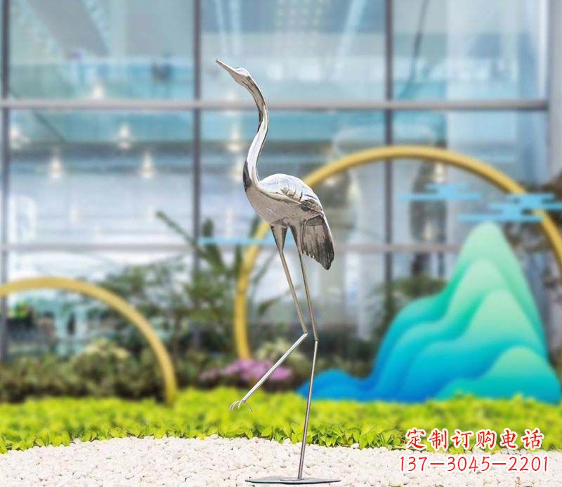 信阳不锈钢仙鹤雕塑传承中国古典文化