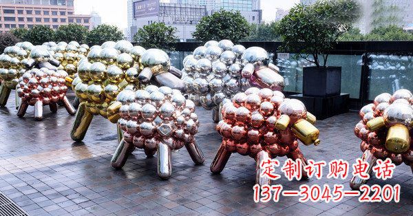 信阳不锈钢动物雕塑——小羊肖恩动物广场