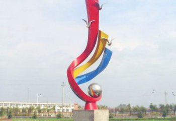 信阳不锈钢彩色海鸥海浪雕塑——美丽传承