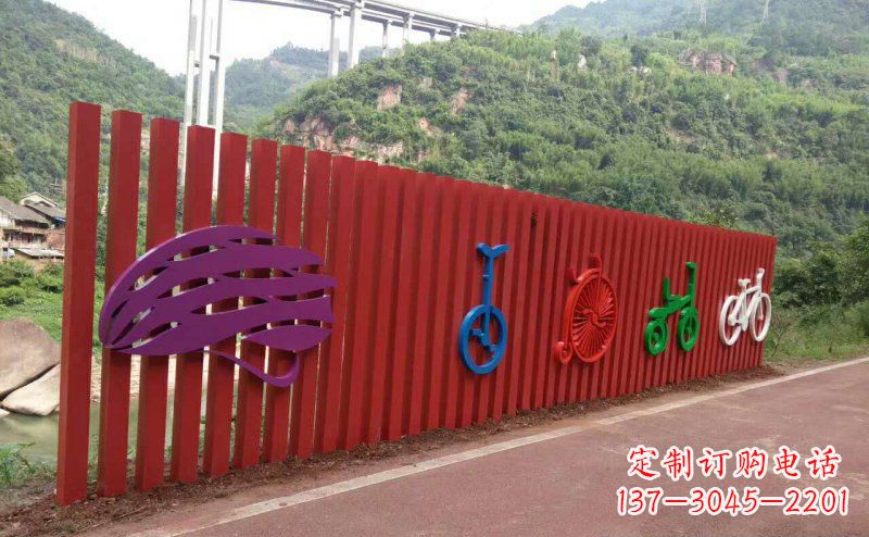 信阳不锈钢自行车雕塑点缀公园景观