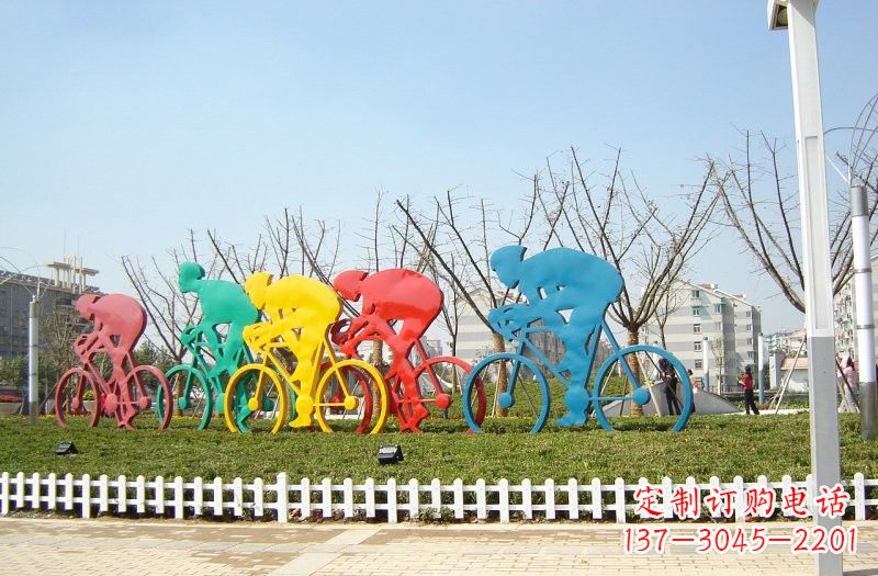 信阳不锈钢抽象自行车雕塑