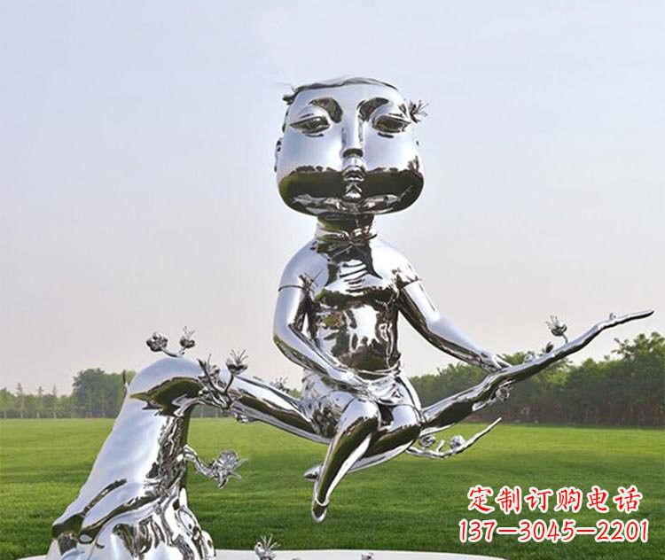 信阳不锈钢树枝上的女孩雕塑