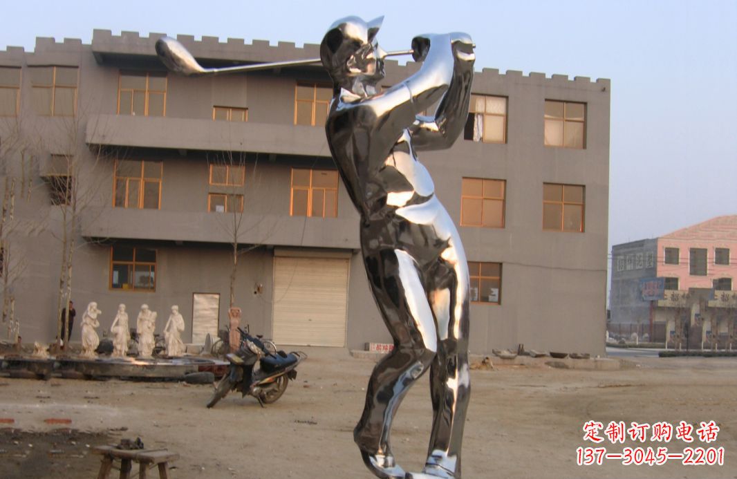 信阳不锈钢打高尔夫球广场雕塑
