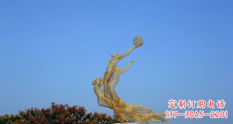 信阳不锈钢打篮球的女孩公园景观雕塑