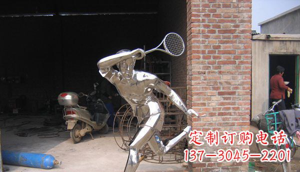 信阳不锈钢打羽毛球雕塑 (2)