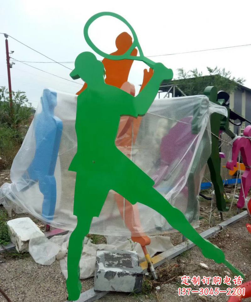 信阳不锈钢打羽毛球抽象人物雕塑