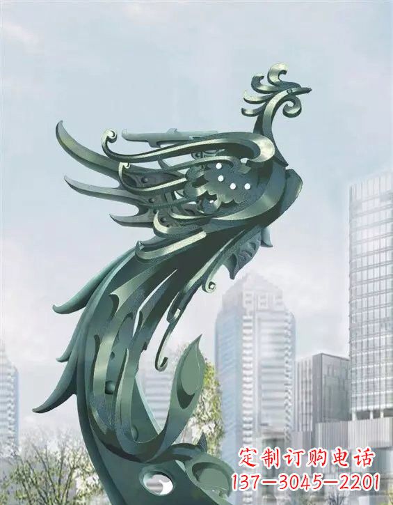 信阳不锈钢大型凤凰雕塑美丽而神秘