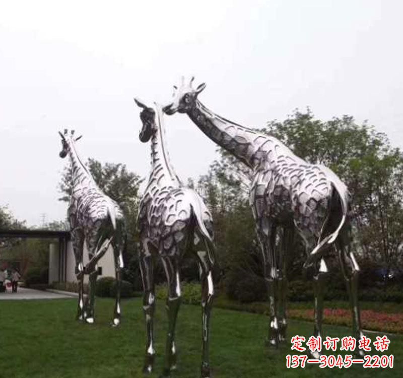信阳精美的不锈钢大型长颈鹿雕塑