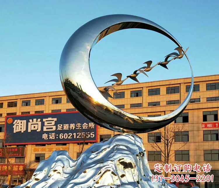 信阳不锈钢大雁雕塑精美的艺术之作