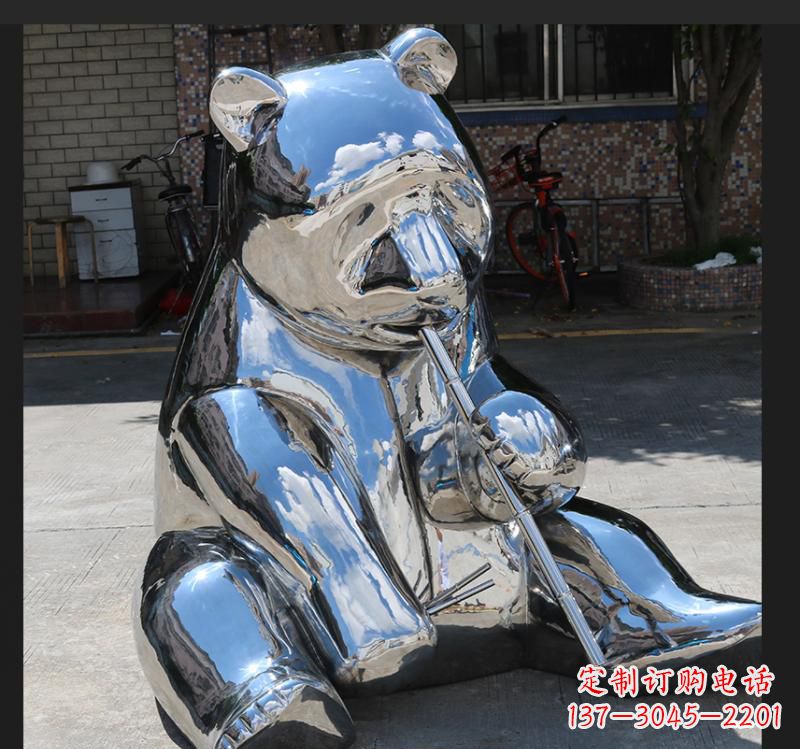 信阳不锈钢动物熊雕塑来自自然的美丽