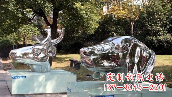 信阳动物十二生肖头像不锈钢雕塑