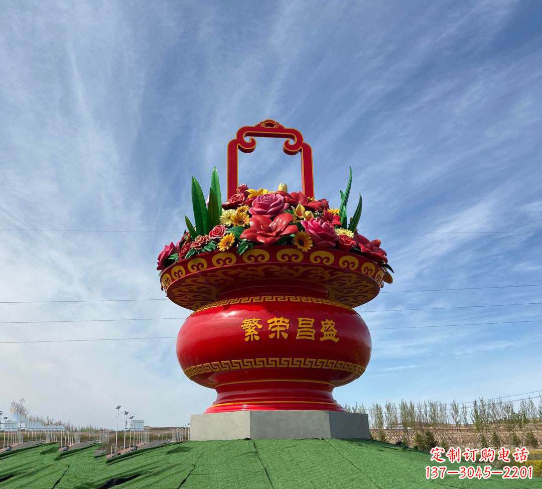 信阳不锈钢花篮雕塑象征繁荣昌盛