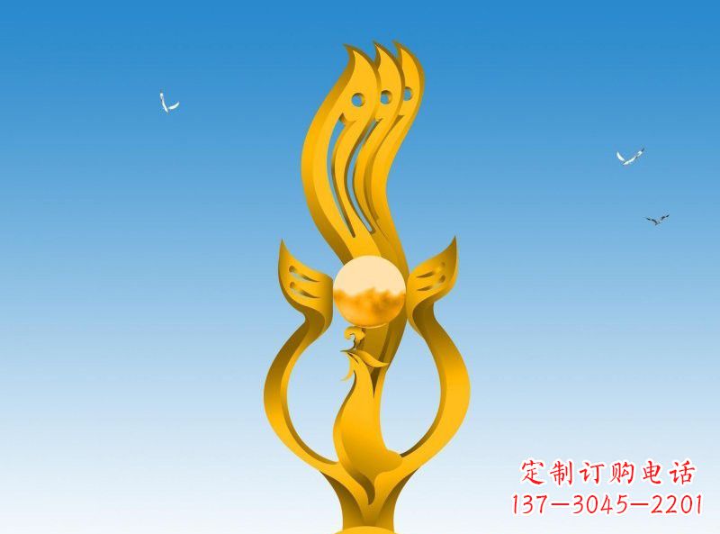 信阳不锈钢凤凰雕塑灿烂外形,精美艺术