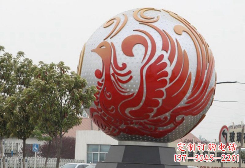 信阳不锈钢凤凰浮雕圆球雕塑精美雕塑把艺术带到生活中