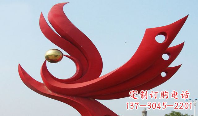 信阳不锈钢凤凰雕塑象征着美丽与智慧