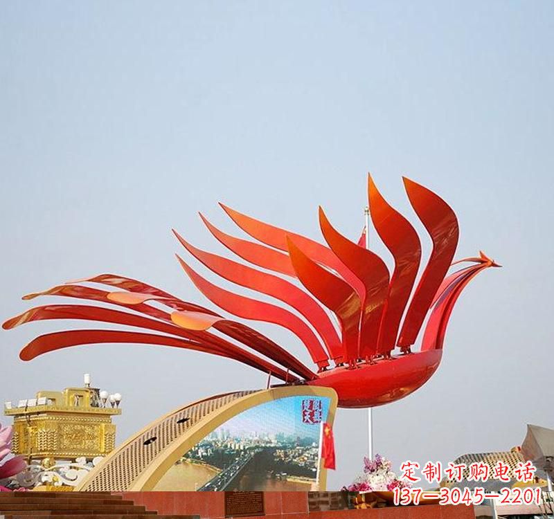 信阳不锈钢凤凰雕塑——美丽的象征