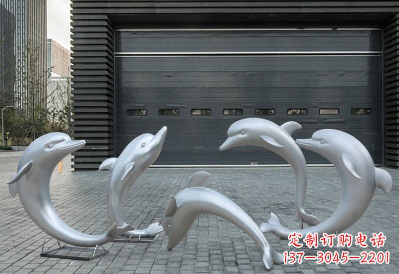 信阳海豚的精灵——不锈钢公园海豚雕塑