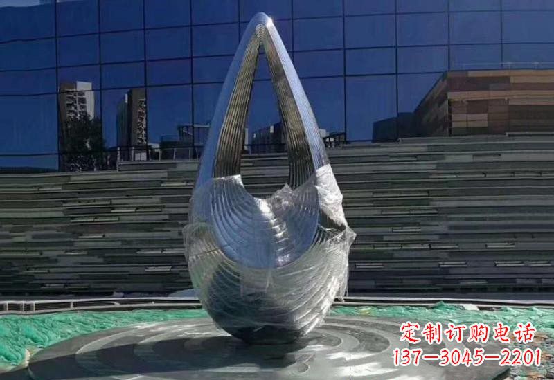 信阳不锈钢空心水滴雕塑美丽的艺术之作