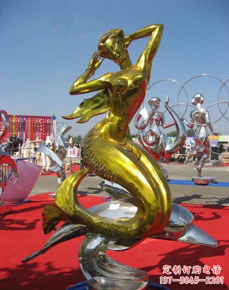 信阳不锈钢美人鱼雕塑——美丽的象征