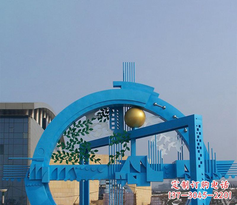 信阳不锈钢拱桥雕塑美丽的艺术品