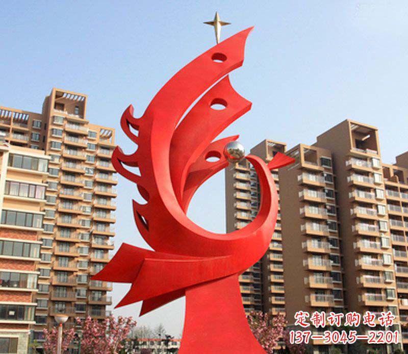 信阳凤凰雕塑不锈钢广场的精美景观