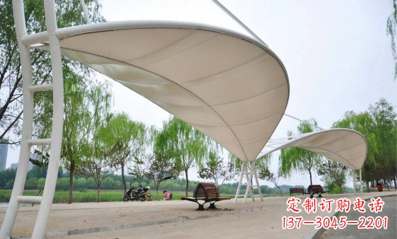 信阳不锈钢树叶形遮阳棚雕塑