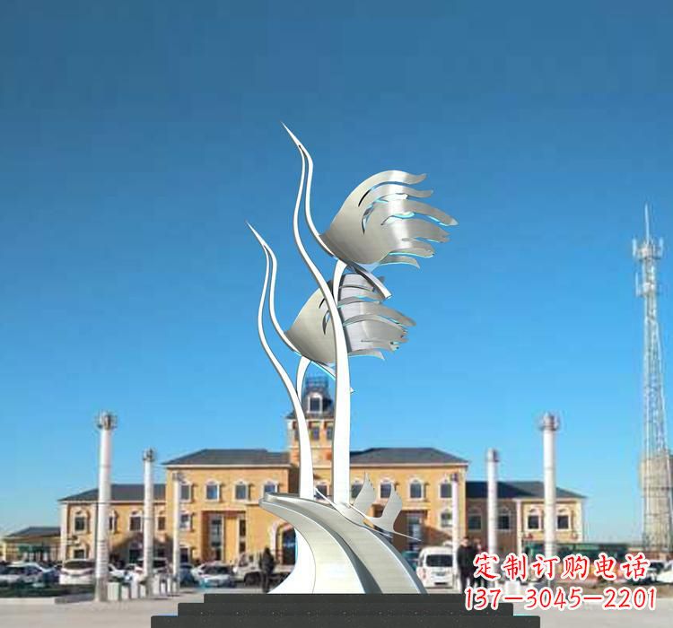 信阳静谧优雅不锈钢仙鹤雕塑