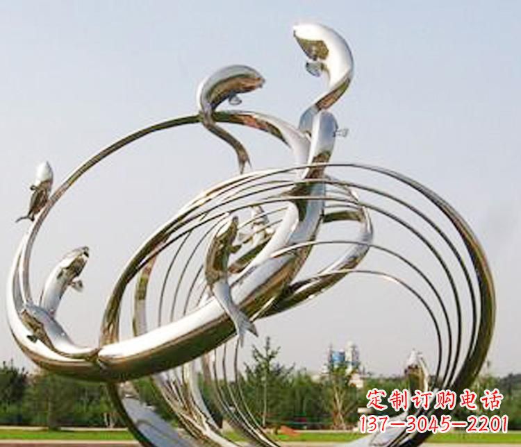 信阳不锈钢海豚雕塑美丽而又神秘