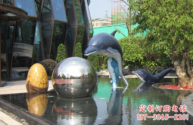 信阳不锈钢海豚景观雕塑创造精美绝伦的企业公园