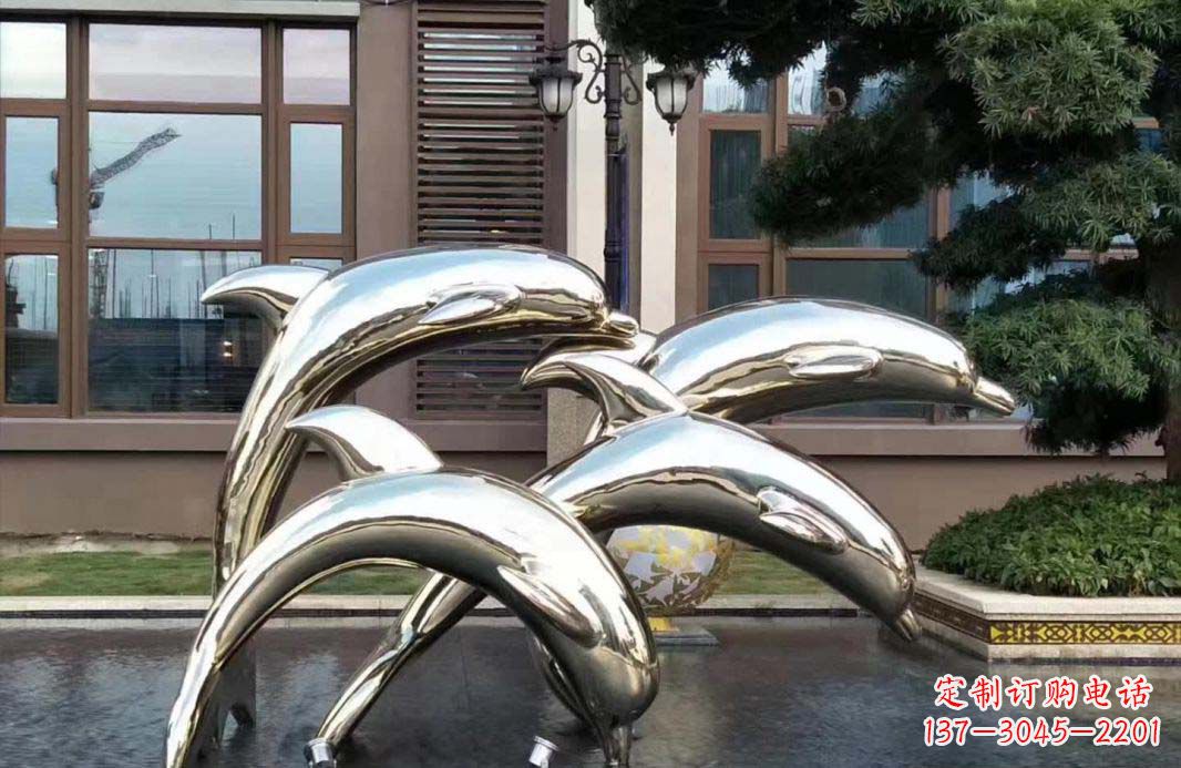 信阳不锈钢海豚跳跃雕塑精美绝伦