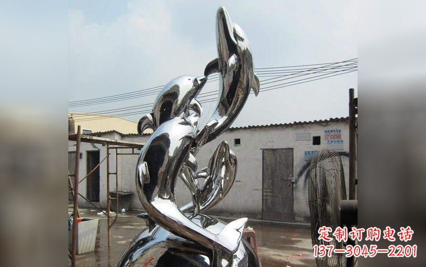 信阳海豚之美——不锈钢海豚雕塑