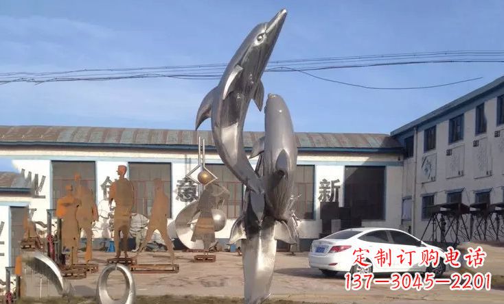信阳不锈钢海豚嬉戏雕塑精美的艺术视觉
