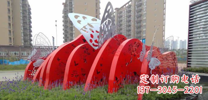 信阳不锈钢蝴蝶小区景观雕塑美丽的蝴蝶展翅