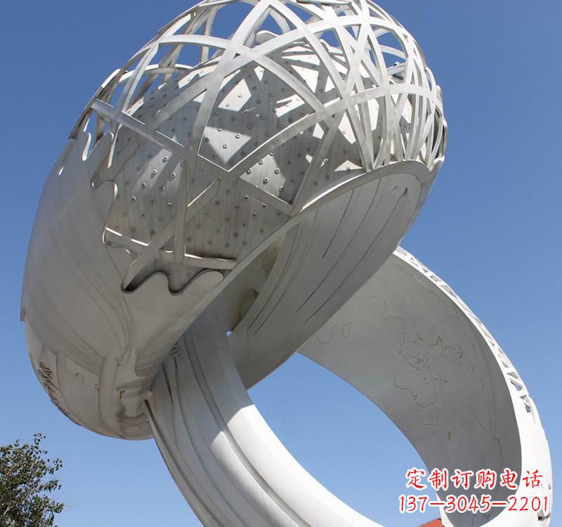 信阳不锈钢户外婚庆戒指雕塑婚礼永恒的记忆