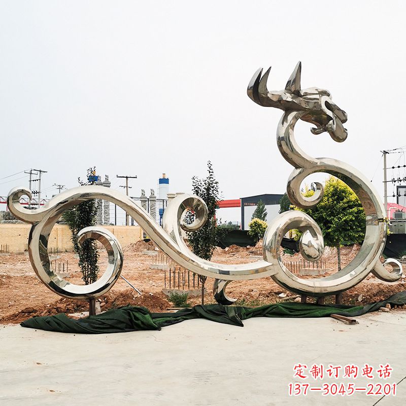 信阳不锈钢花边龙形雕塑传承中华文化精髓