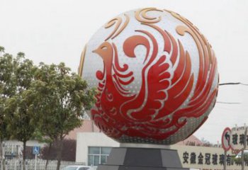 信阳不锈钢凤凰浮雕圆球雕塑精美雕塑把艺术带到生活中
