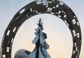 信阳不锈钢松树祥云雕塑