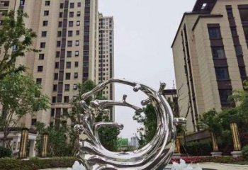 信阳不锈钢海浪喷泉雕塑精美雕刻，灿烂绚烂