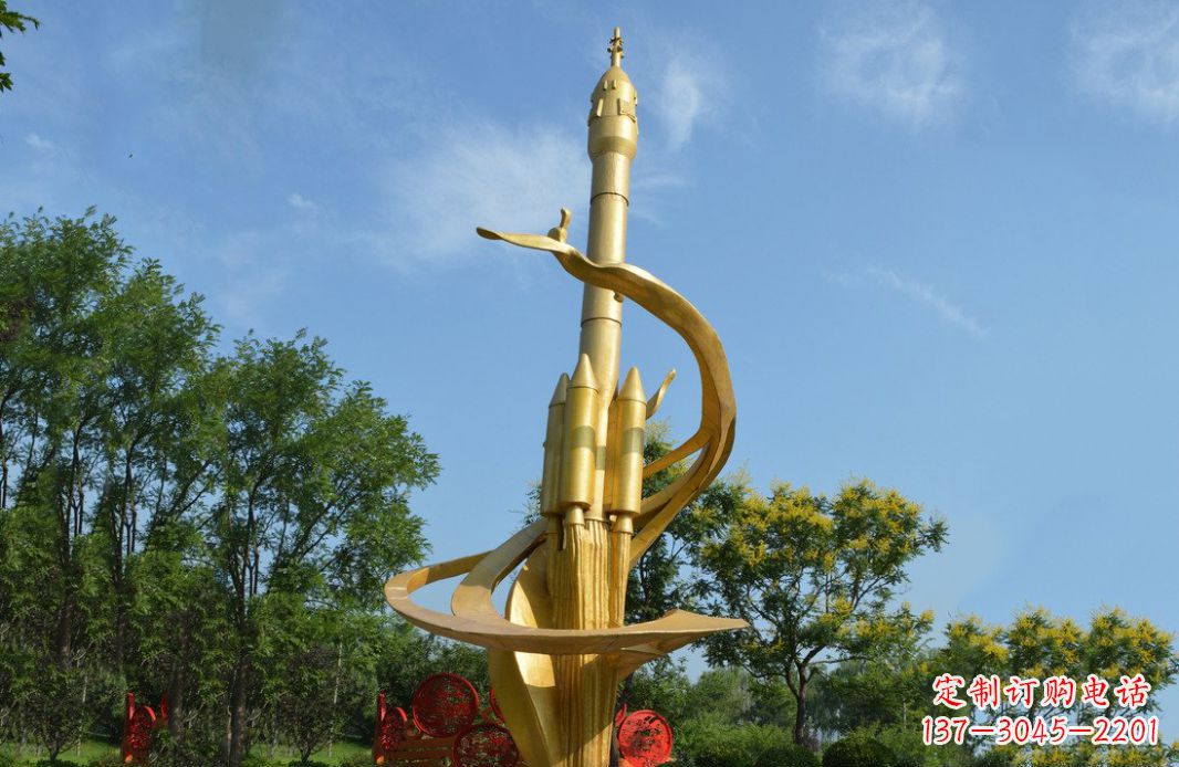 信阳火箭飞向蓝天不锈钢火箭广场景观雕塑