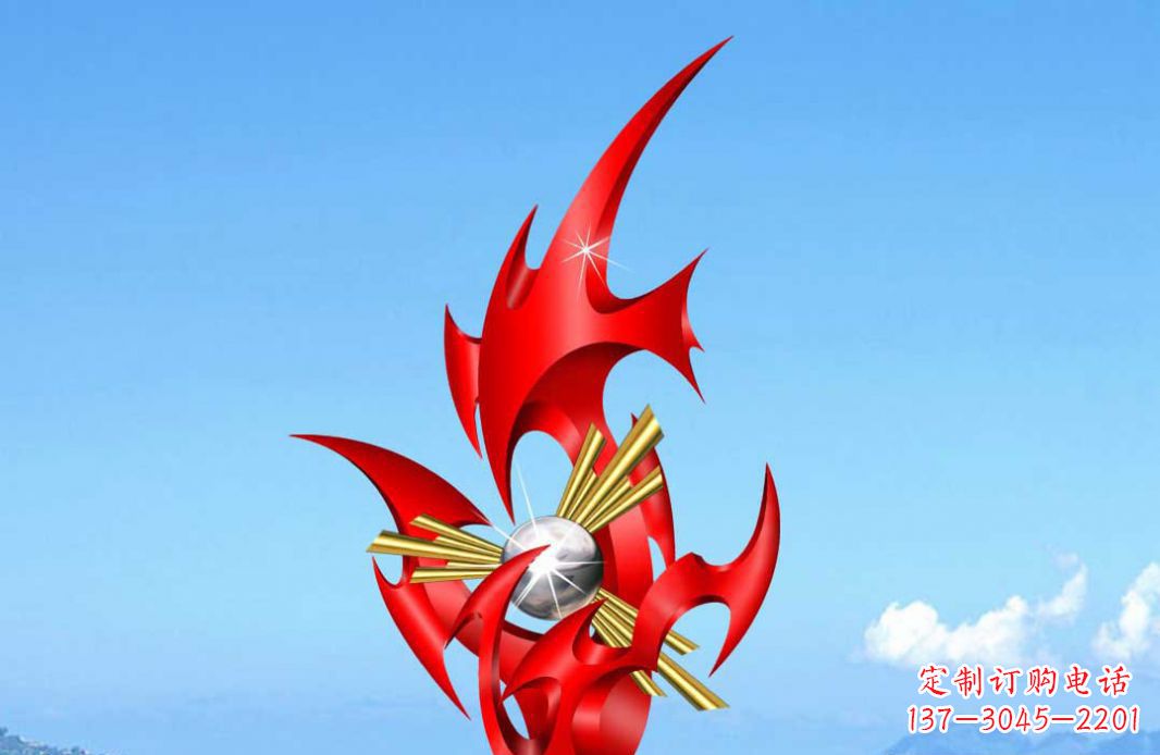 信阳不锈钢火苗抽象景观雕塑给城市添彩