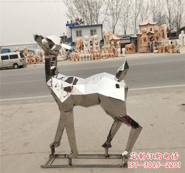 信阳不锈钢几何小鹿雕塑精美艺术品