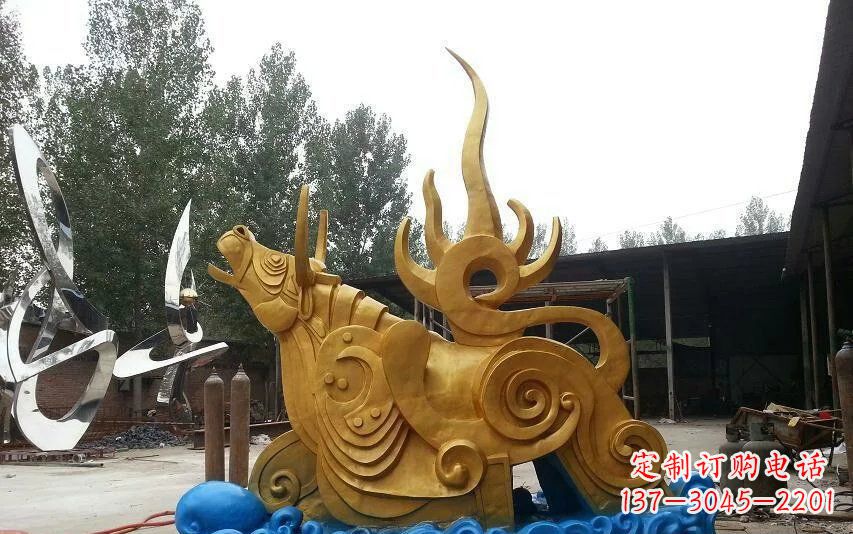 信阳不锈钢金牛卧波雕塑——传承文化的艺术瑰宝