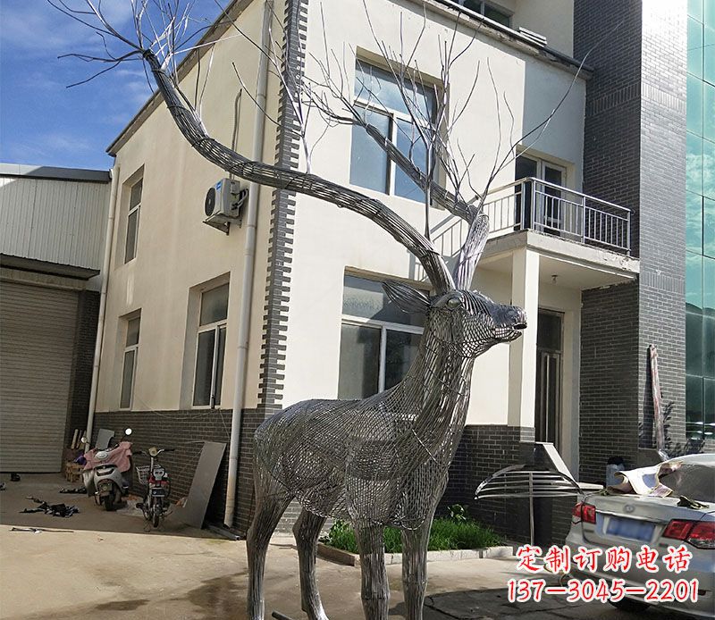 信阳不锈钢景观梅花鹿雕塑美丽的艺术精品