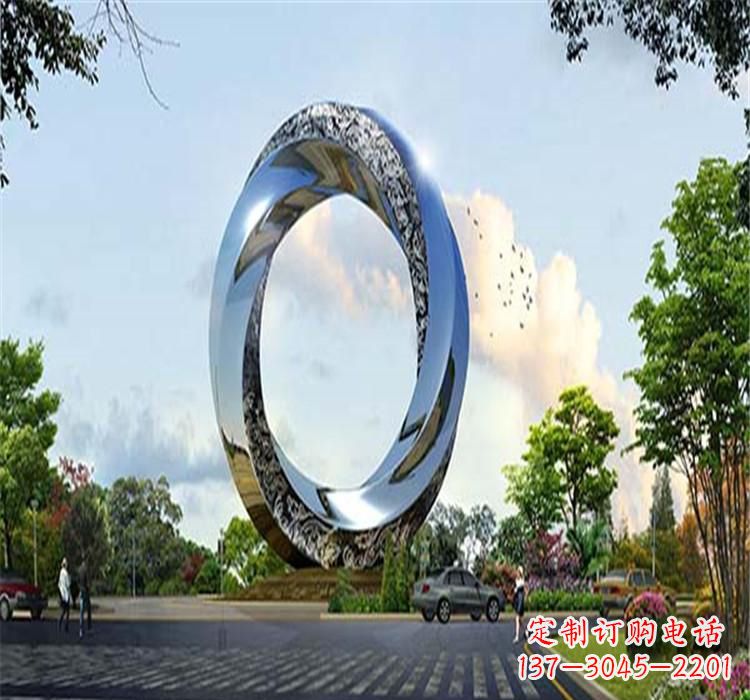 信阳不锈钢圆环雕塑美丽的空间装饰