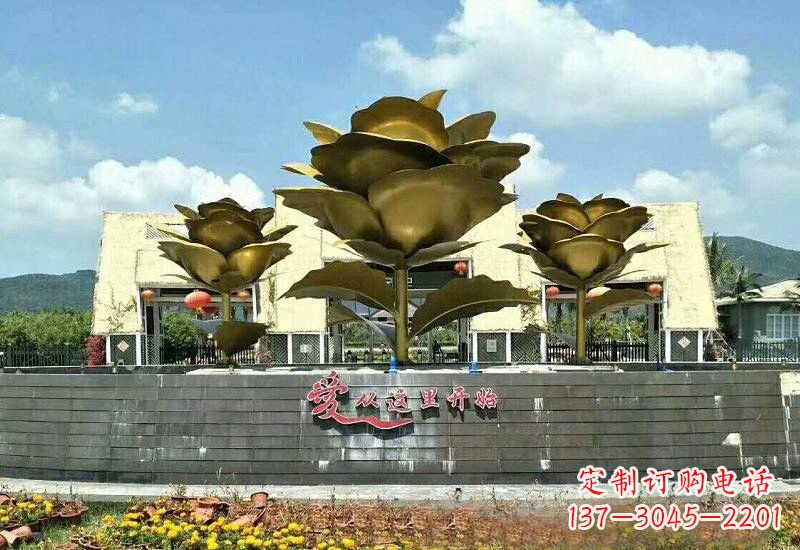 信阳不锈钢玫瑰雕塑美丽的艺术品